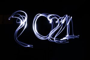 The year 2021 spell out with light