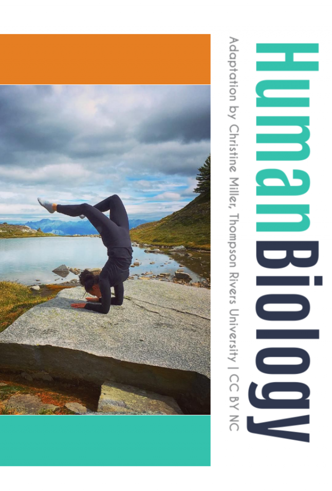 Human Biology textbook cover showing someone doing yoga