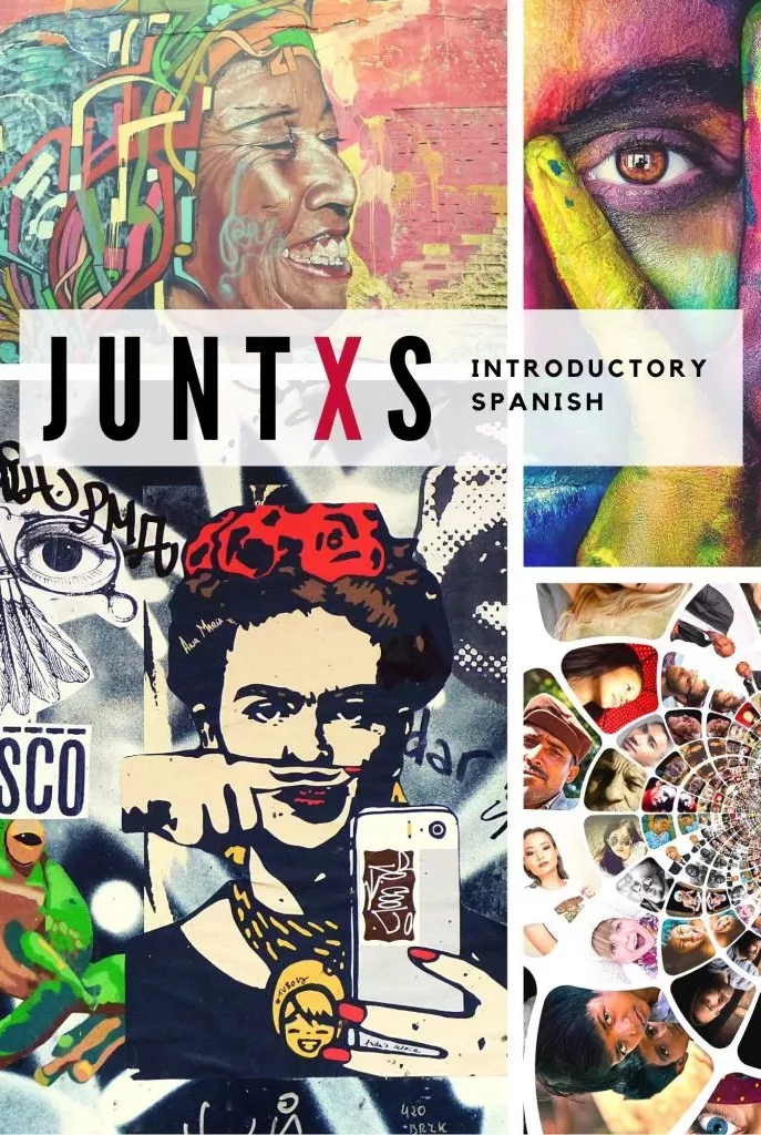 A colourful book covers of an introductory Spanish textbook