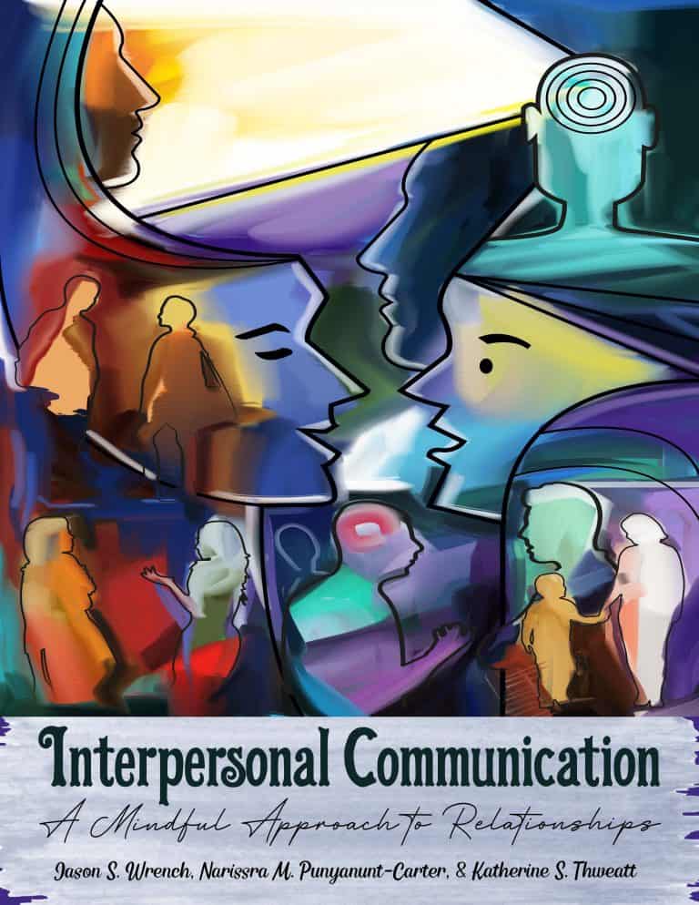 book cover showing several illustrations of humans (some faces, some whole bodies) speaking with each other