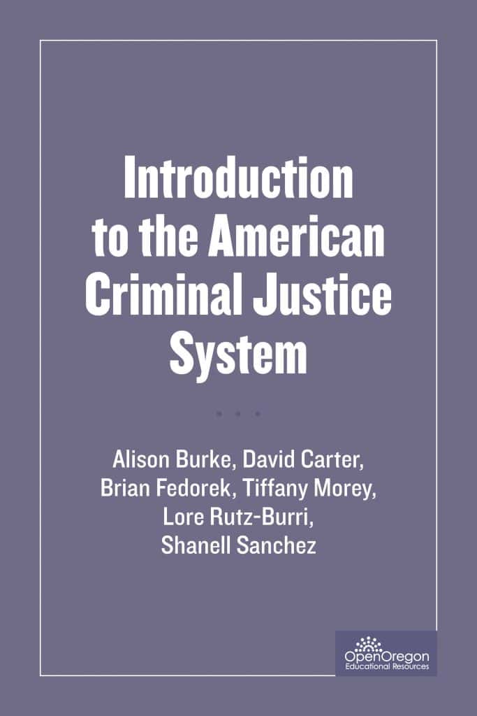 purple book cover with the title "Introduction to the American Criminal Justice System"