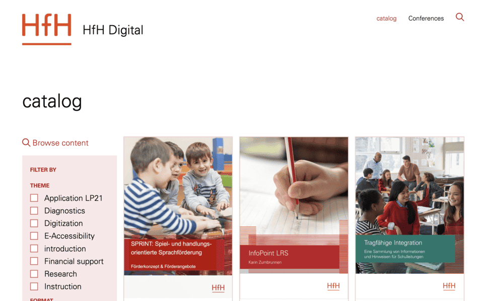 HFH Pressbooks catalog showing books covers of three different textbooks