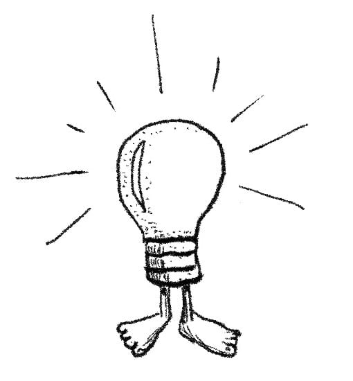 a lightbulb with feet